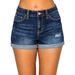 K European And American Style Fashionable Women's Clothing New Elastic High Waisted Ripped Short Jeans_ecoleips.com