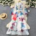 Women's Retro Court Style Long Dress Floral Print Puff Sleeve Tie Waist Beautiful And Ethereal Autumn Dress_ecoleips.com