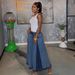 Women's Casual Wide Leg Cropped Jeans Color Block Elastic Fit Frayed Hem Cotton Denim Spring/Autumn-Summer Fashion_ecoleips.com