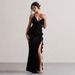 2025 Foreign Trade Women's Sexy V-Neck Ruffled Side Slit Backless Strap Dress Wholesale Hot Girl European And American_ecoleips.com