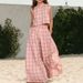 Women's Sleeveless Plaid Wide Leg Pants Set European American Style Summer Casual Fashion Two Piece Trendy Cross Border_ecoleips.com
