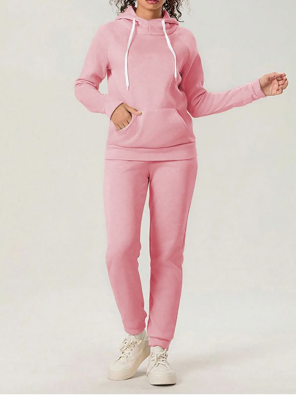 Women's Clothing Women's Autumn Winter Hooded Sweatshirt Casual Fashion Two Piece Set European American Style_ecoleips.com