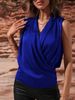 Women's Spring Summer Sleeveless Satin Blouse Ruched Tank Top New Sexy Shirt_ecoleips.com