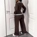 Women's Clothing Autumn/Winter New Women's Casual Striped Color Block Long Sleeved Top And Pants Two Piece Set_ecoleips.com
