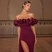 High-End Elegant Off-Shoulder Banquet Dress European American Style Slit Fishtail Design Wholesale 2025_ecoleips.com
