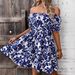 Aria Basics Aria Basics 2025 Women's New Summer Cross-Border European And American Foreign Trade Short-Sleeve Off-Shoulder Floral Print_ecoleips.com