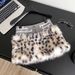 Elegant Fashionable Women's Mini Skirt Letter Print Patchwork Leopard Print Fur Sexy New Instagram Worthy Trendy Niche_ecoleips.com