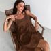 Brown Cotton-linen For Women, 2026 Summer New Cross-border Vacation Loose-fitting European And American Style, A-line_ecoleips.com