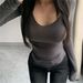 Women's Korean Style V Neck off Shoulder Long Sleeve T-Shirt Slim Fit High Elasticity Spring Summer Innerwear Alluring Face Mask Top_ecoleips.com