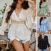 DiYun European And American 2025 Spring/Summer Casual Resort Style V-Neck Solid Color Tie-Waist Top Shirt_ecoleips.com