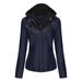 K Hooded Leather Jacket Two-piece Set, Detachable Plus Size Leather Jacket For Women_ecoleips.com