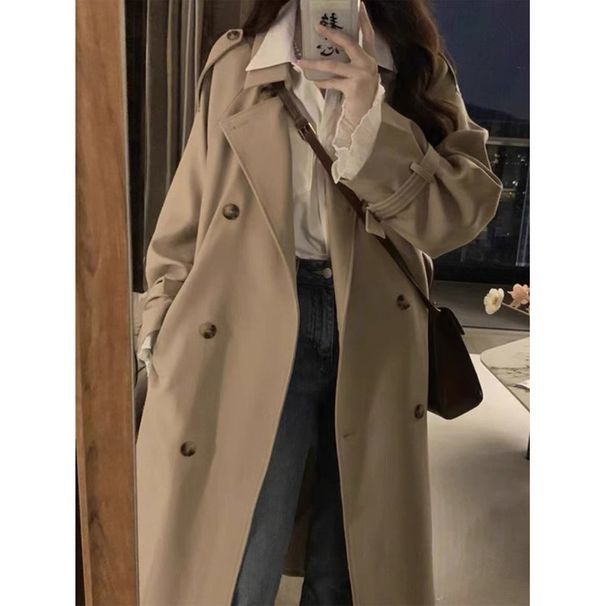 New Spring And Autumn British Style High End Wind Jacket For Women, Medium To Long, Small, Popular Khaki Coat_ecoleips.com