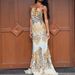 Sexy Leopard Print Halter Neck Backless Long Dress For Women Layered Pleated Skirt New Summer_ecoleips.com