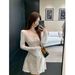 Hollow Lace Flared Sleeve Dress For Women's New Style, Gentle Style, Waist Cinching Temperament, Long Sleeved Dress_ecoleips.com