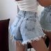 High-waisted Fringed Women's Stylish Design Casual Loose Fashion Frayed Slim-fit Flared Denim Shorts_ecoleips.com