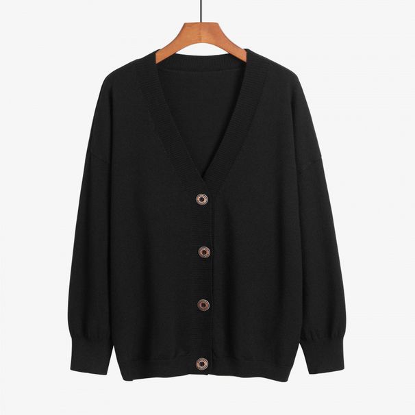 Fall/Winter Women's Knit Sweater With Loose, Casual V-Neck Jacket And Thick Cardigan Jacket For Wholesale_ecoleips.com