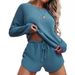 Summer Women's Long Sleeve Top And Shorts Set Casual Home Wear Sports Outfit_ecoleips.com
