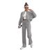 Women's Clothing Autumn And Winter Solid Color Plus Velvet Zipper Cardigan Women's Fashion Casual Straight Pants Set_ecoleips.com