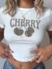 Women's Clothing Cherry Leopard Cherry Slim Short T Shirt Women's Fashion_ecoleips.com
