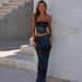 D9742 Women's Fashion Sexy Slim Fit Strapless Printed Tank Top Bodycon Skirt Two-Piece Set_ecoleips.com