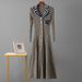 Cross Border Spring And Autumn New Letter Slim Knitted Dress For Women To Wear Long Sleeves Tight Bottom Hip Skirt_ecoleips.com