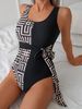 Women's Clothing Quick Drying Large Size Gathered Split Swimsuit High Waist Conservative_ecoleips.com