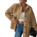 Women's Clothing Thick Faux Fur Jacket With Concealed Buttons & Pockets, Casual Elegant Long Sleeve Coat For Autumn Winter Warmth_ecoleips.com
