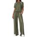 Women's Casual Sweatshirt Set Round Neck Drawstring Pants Split Hem European American Style_ecoleips.com