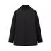 Women's Oversized Blazer Jacket - Classic Notch Lapel Long Sleeve Coat With Pockets, Polyester Casual Work Office Wear (Black/Grey/Khaki, S/M/L)_ecoleips.com