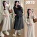 Autumn New Korean Fashion 2-Piece Set Hooded Maternity Dress_ecoleips.com