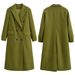 Double-breasted Army Green Long Coat Woolen Coat Women's Loose And Versatile Modern Fashionable Atmosphere Autumn And Winter New_ecoleips.com