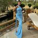 Summer Women's Elegant Off-Shoulder Backless Slim Fit Dress with Ribbon Flowy European And American Cross Border Spot Import_ecoleips.com