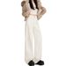 High-end Drapey White Wide-leg Jeans For Women, Fleece-lined, New Autumn And Winter Style, High-waisted, Loose, Casual,_ecoleips.com