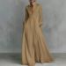 Elegant French-Inspired Pleated Maxi Dress – Slimming Waist-Defined Long Sleeve Dress For Women (White & More Colors, S-XXL)_ecoleips.com