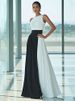 Freeacy High Neck Sleeveless Asymmetric Dress For Women Contrast Color High Waist Pleated Party Dress Ruffled Evening Gowns_ecoleips.com