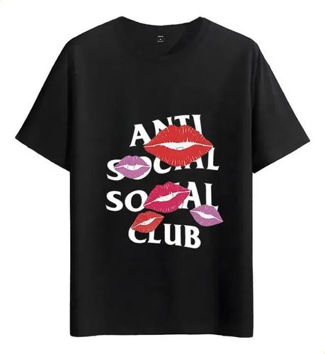 Women's T-Shirts Tshirt Muscle Freaks Antisocial Club Lip Style T-shirt_ecoleips.com