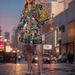 Women's Printed Turn-Down Collar Lantern Sleeve Ruffled Vintage Pleated Dress_ecoleips.com