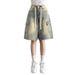 Large Pocket Japanese Style Workwear Five-Point Pants Loose Versatile Washed Denim Shorts_ecoleips.com