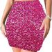Women Sequin Sparkly Elastic Bodycon Mini Skirt Night Out Party_ecoleips.com