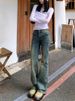 K American Hot Girl Vintage Denim Micro Flared Pants For Women's New Low Rise Slim Fit And Stretchy Flared Pants_ecoleips.com