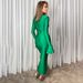 Women's Clothing Spring And Summer New V Neck Trumpet Sleeve Dress Fashionable Temperament Sexy Hot Girl Tight Fishtail Skirt_ecoleips.com