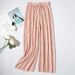 Women's Pleated Loose Ice Silk Korean Casual Cropped Pants Wide Leg Trouse Lady Girl Classic Sports Wear Girls Clothes Black Top_ecoleips.com