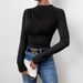 Solid Color Slim Base Jacket Pleated Design Long-Sleeved T-Shirt Women's Top_ecoleips.com