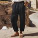 Women's Clothing Regular Drawstring Pocket Washed Cotton Casual Pants Multi Color Women's Trousers_ecoleips.com