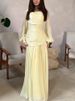 Women's Fashion Draped Design Solid Long Dress 2026 Casual Commute Waist Party Dresses Elegant O-neck Long Sleeve Evening Dress_ecoleips.com