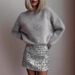 Women's Clothing Cozy Loose Knit Sweater With Lace Crochet Detail, Long Sleeve Pullover Top For Women - White/Grey (S/M/L)_ecoleips.com