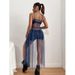 Ins Style Streetwear Camisole Bikini Cover-Up Star See-Through Mesh Sexy Slim Dress_ecoleips.com