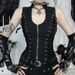 Women's Gothic Style Lace up Waist Zipper Vest Dark Fashionable Unique Top New Style for Ladies_ecoleips.com