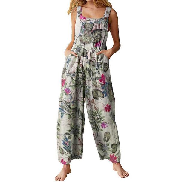 2026 Summer Ethnic Style Printed Overalls For Women, Loose And Slimming, . Independent Station Cross-Border_ecoleips.com