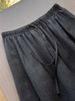 Suitable For All Seasons Minimalist Style Outfits ~ Black Tencel Linen Casual Pants For Women With Elastic Waist And Straight Leg_ecoleips.com